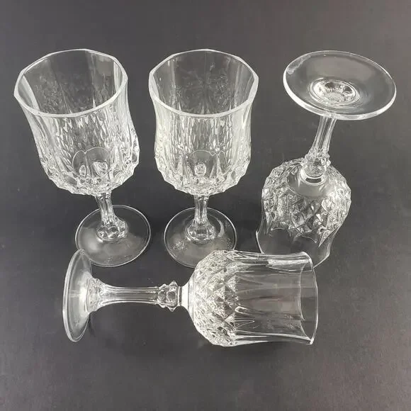 4 Cristal D'Arques Longchamp Lead Crystal Wine Glasses 6.5