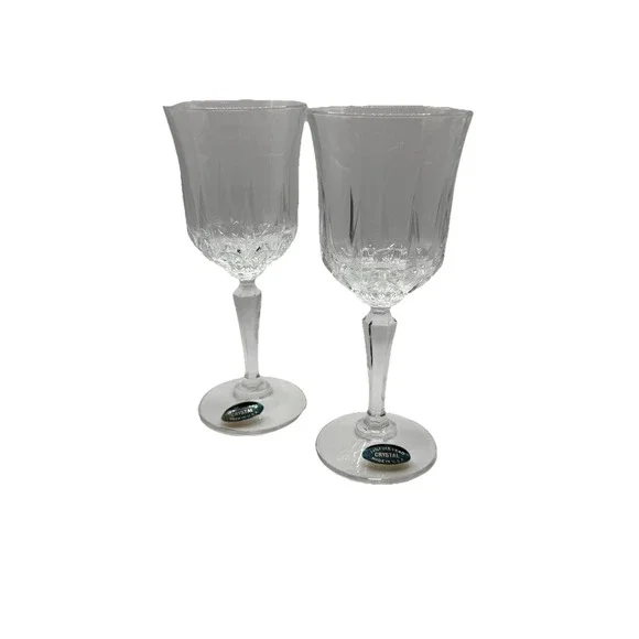 VINTAGE Set Of 2 PRINCESS WINE GOBLETS 24% LEAD CRYSTAL‎ IN ORIGINAL BOX UNUSED