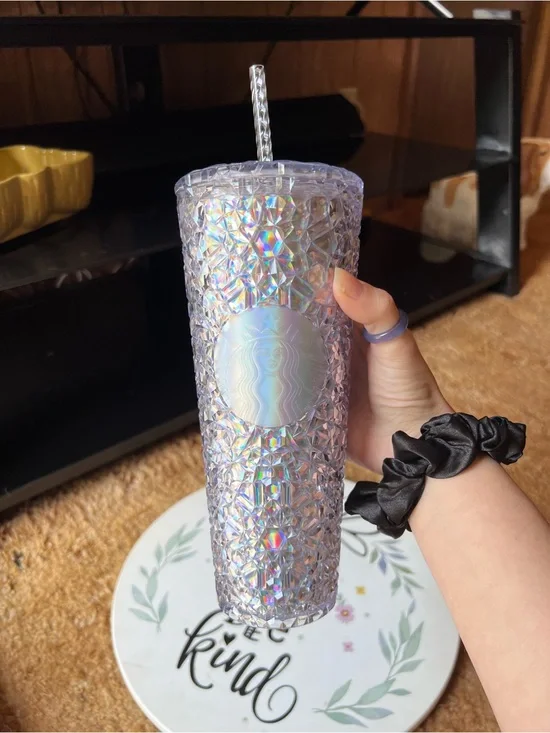 Like new Starbucks 2024 Holiday Gem Crystal Clear Iridescent Cold Tumbler 24oz.