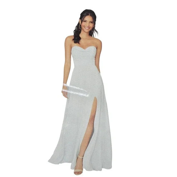 Morilee Dress Womens 6 Green‎ Strapless Chiffon Maxi Side Slit 21766 Gown