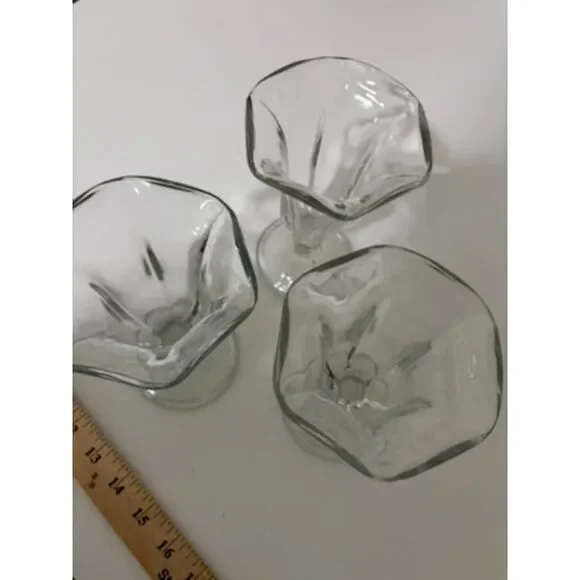vtg clear paneled footed glass sundae or parfait dish - 3