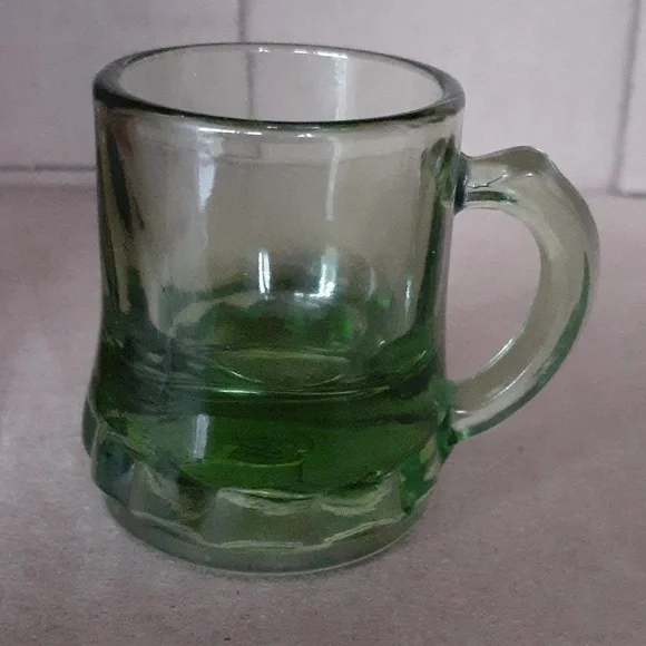 Vintage Green Federal Glass Company Mini Stout Mug Shot Glass