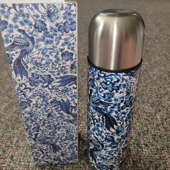 Floral Blue and White Thermos