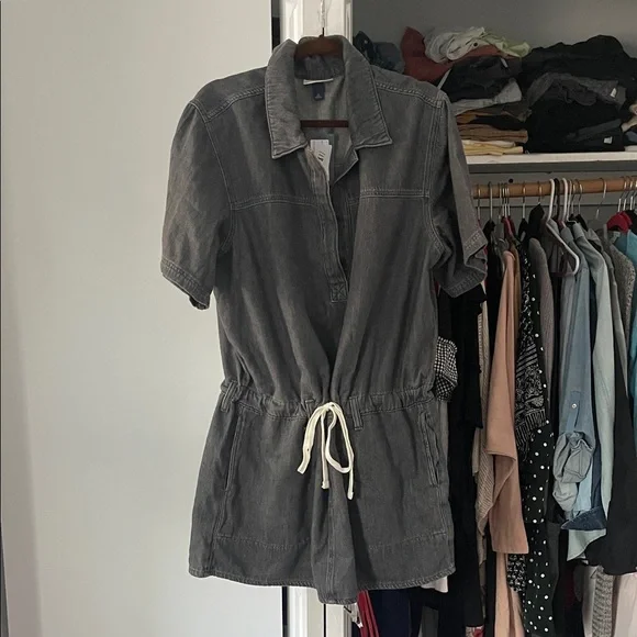 NWT- Universal Thread Charcoal Denim Mini Dress with Drawstring