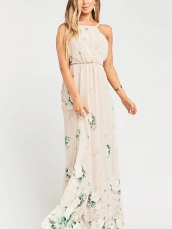 Show Me your Mumu Floral Halter Amanda bouquet toss chiffon Maxi dress medium