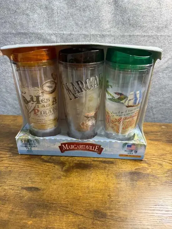 Margaritaville 3-Piece Insulated Tumbler Set, 26 Ounce, Made in USA