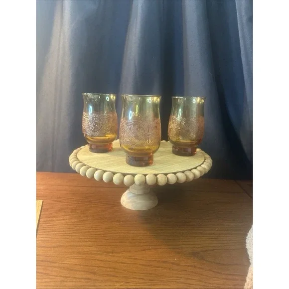 Vintage Libbey Americana Amber Lace Tumbler - Set of 4