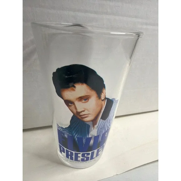 Elvis Presley Vandor Clear Glass‎ Pint Tumbler Blue Portrait Music Memorabilia