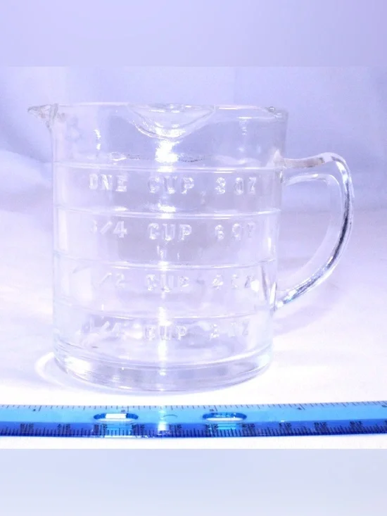 Antique Glass Measuring Cup with Handle - Transparent ONE CUP - Three Spouts