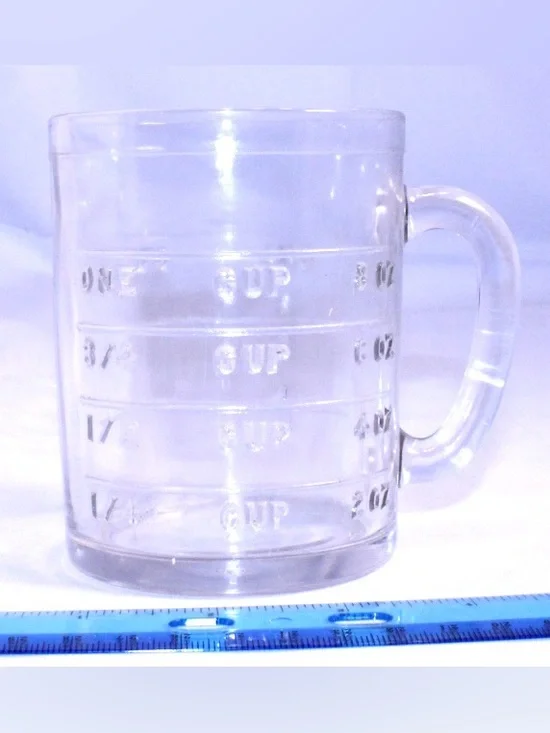 Antique Anchor Hocking Glass Measuring Mug with Handle - Transparent ONE CUP