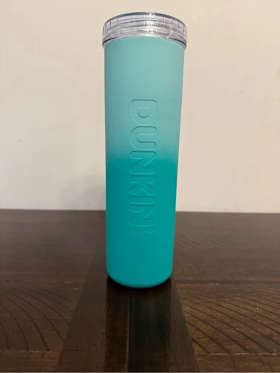 Dunkin' Rainbow Ombre Teal Silicone Travel Tumbler- No Straw