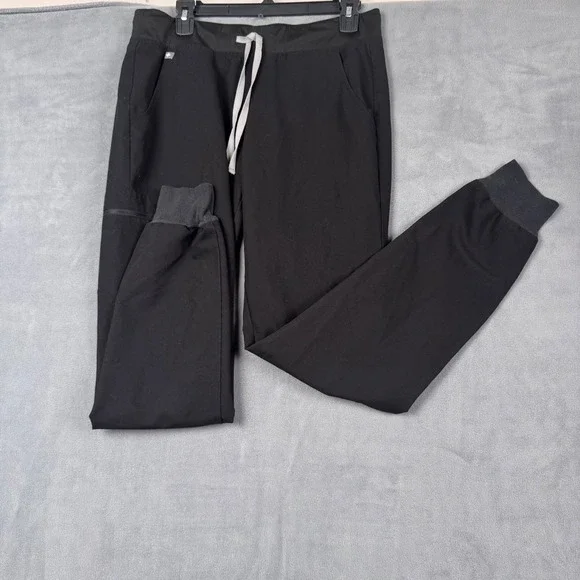 FIGS Zamora‎ Jogger Scrub Pants Black Elastic Waist Drawstring Pockets Mens MT
