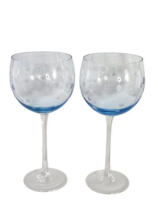 2 Block Glitter Blue Goblet 8.5