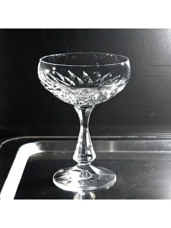 Schott Zwiesel Volterra Champagne Coupe Glass 1980s cut crystal vintage elegance