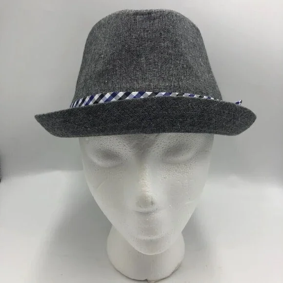 Nick Graham Men's Fedora Gray Hat with Plaid bow tie