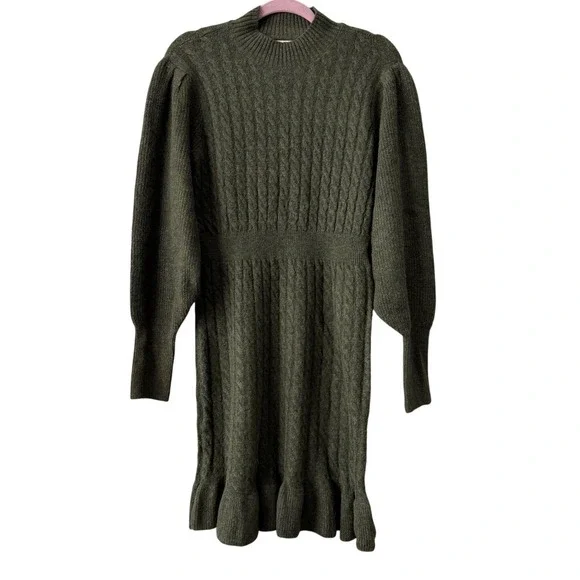AWARE by Vero Moda Olive‎ Cable Knit Sweater Dress – Size L (NWT)