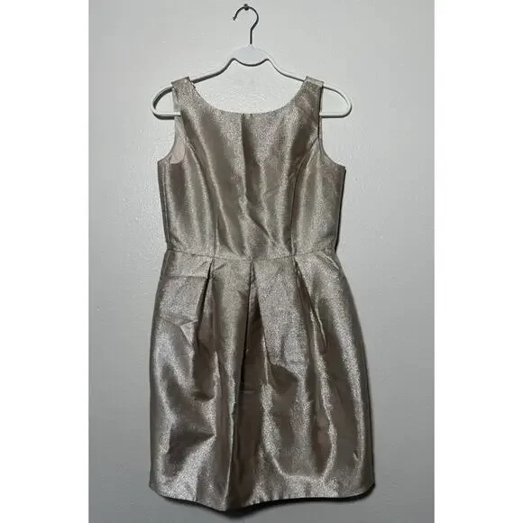White House Black‎ Market Jacquard Sz 0 Champagne Gold Sleeveless Lined Dress