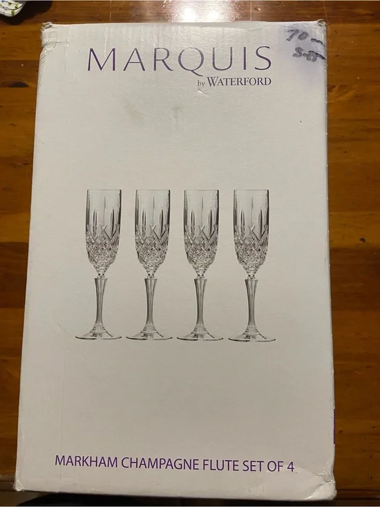 Waterford Marquis Crystal Champagne Flute Set of 4 made in Italy