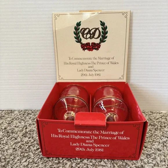 Dema Two Royal Wedding Commemorative Goblets in Original Box