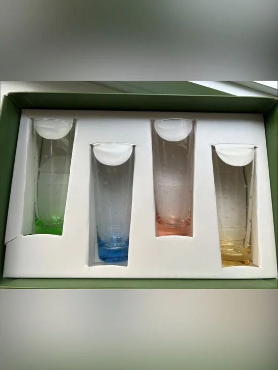 Kate Spade Set of Four Colored Dotted Glass Tumbler Cups