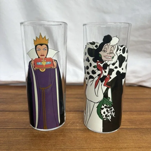 Disney Villains Silver Buffalo Evil Queen & Cruella 10 Oz Glasses Set of 2