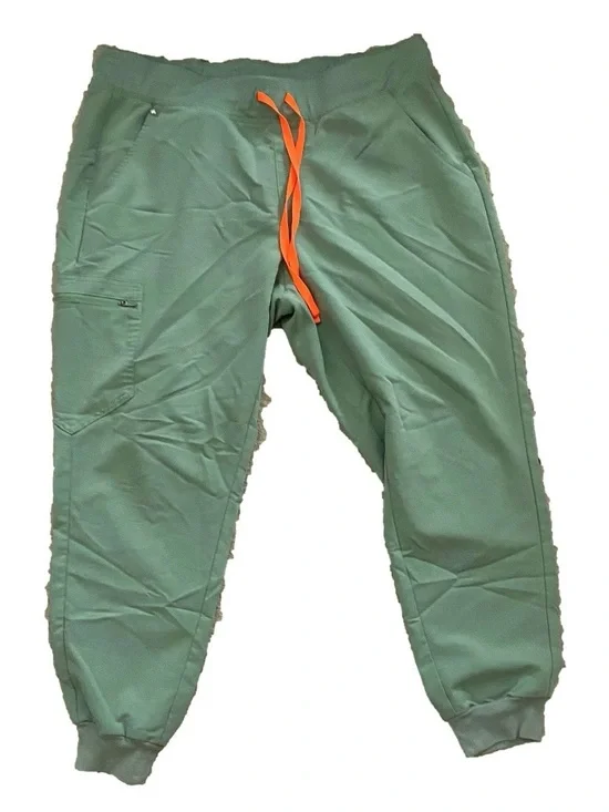 Figs Men's Sage Green Joggers with Orange Drawstring