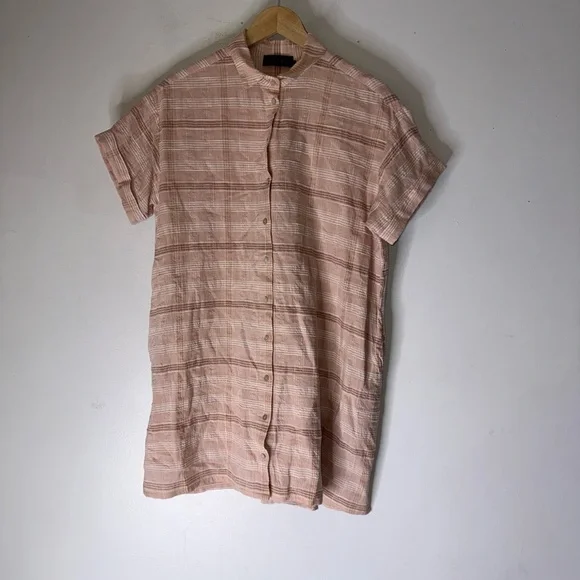 Hatch Pink Plaid Collar Button Down Mini Dress Size‎ 2 Medium