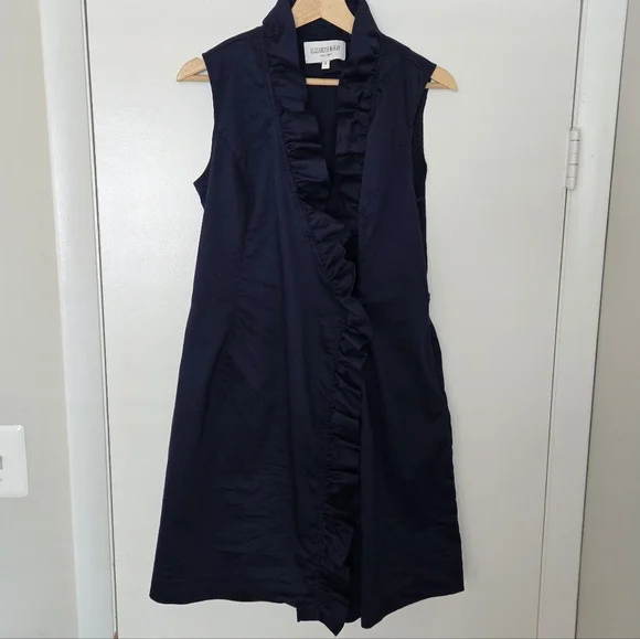 Elizabeth McKay Scotland Navy Ruffle Wrap Dress Size 8