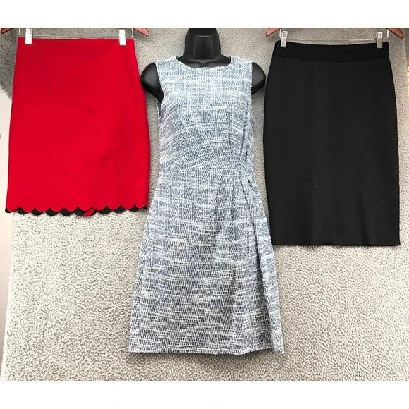 Banana Republic Skirt and Dress Bundle Womens 0 4 Red Blue Black Workwear