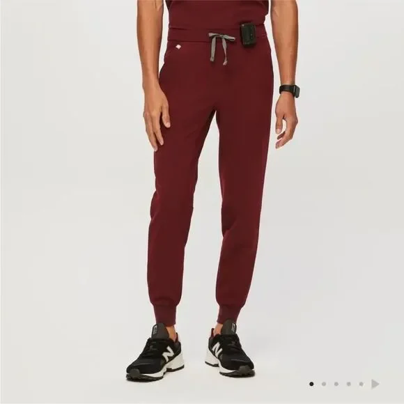 FIGS Men's Scrub Joggers Burgundy Tansen Slim Fit Pockets Ribbed Ankle Cuff XS