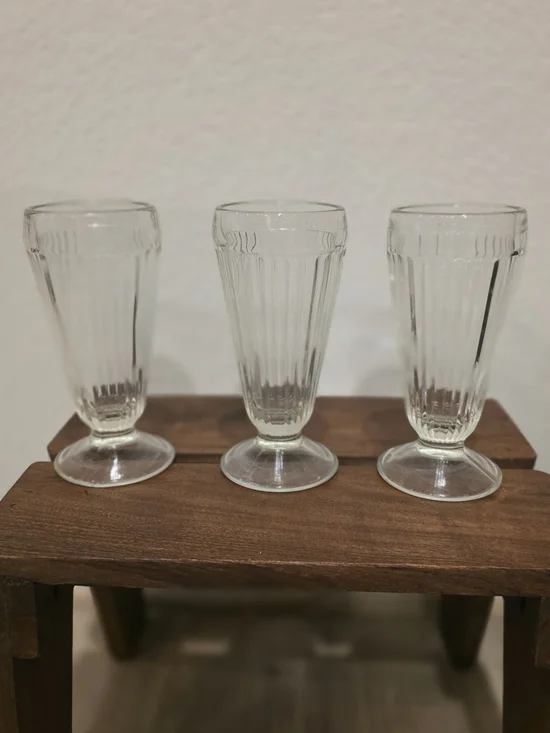 Vintage Glass Dessert Milkshake Cups - Set of 3