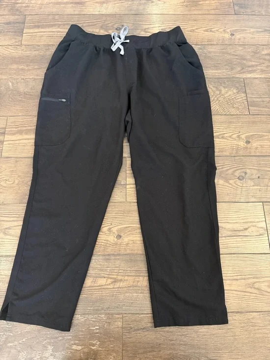 FIGS Technical Collection Black Scrub Pants Women 3XL Cargo Drawstring Straight