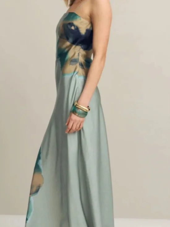 Hutch Strapless Lisa Maxi dress size XXS sage green poppy flower