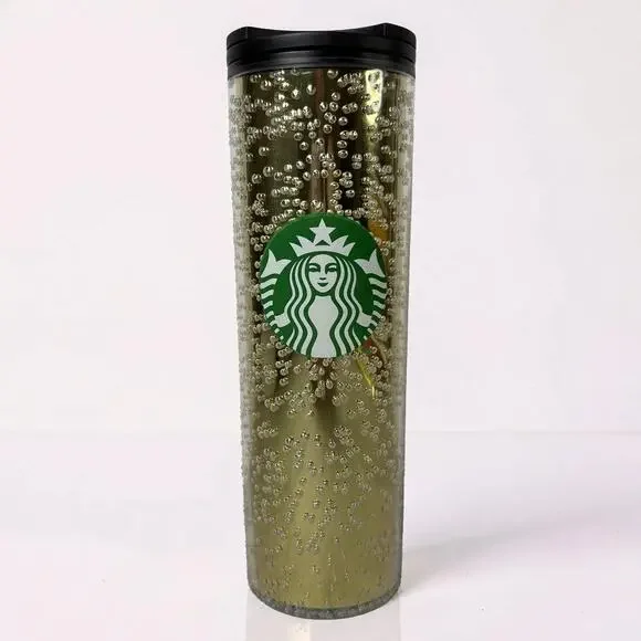 Starbucks Holiday 2020 Gold Champagne Bubbles Travel Tumbler 16oz Grande Mug