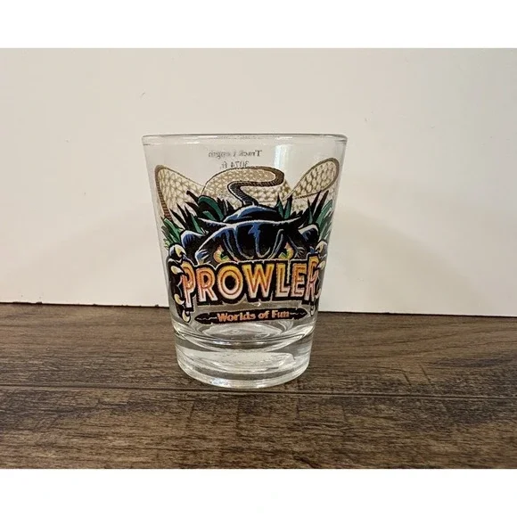 Worlds Of Fun Prowler Roller Coaster Shot Glass Kansas City Amusement Park