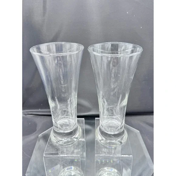 Vintage Libbey Flare Beer Glasses Clear Glass‎ Pilsner Set Of 2