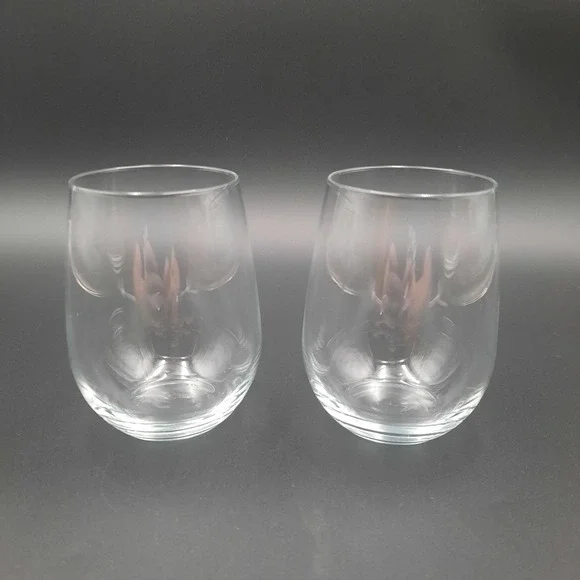Set of 2 Clear‎ Stemless Wine Glass Tumblers 4.5