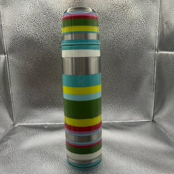 Starbucks 2005 Pylones Striped Thermos Collectible Stainless Steel Bottle 17 oz