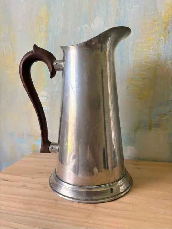 Vintage Stieff Pewter Pitcher with Wooden  Handle - Model P25-16