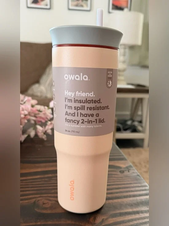 Owala Insulated Tumbler in Blush Pink with 2-in-1 Lid