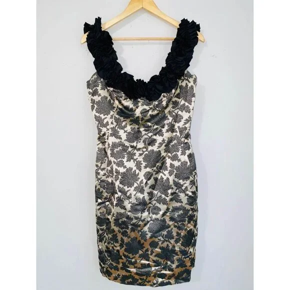 B3‎ Maggie LONDON gold rose dress party size 6 womens cruise trip prom formal