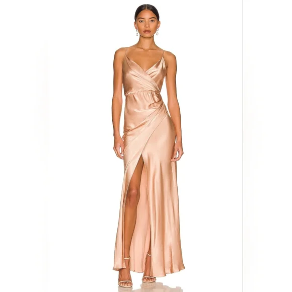 NWT $360 SHONA JOY La Lune Cross Draped Maxi Dress in Desert Rose US 6