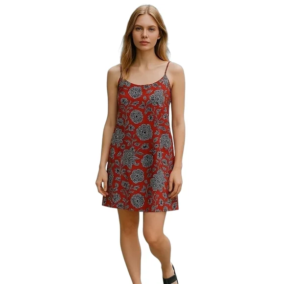 Madewell Red and Blue Spaghetti Strap Mini Sundress