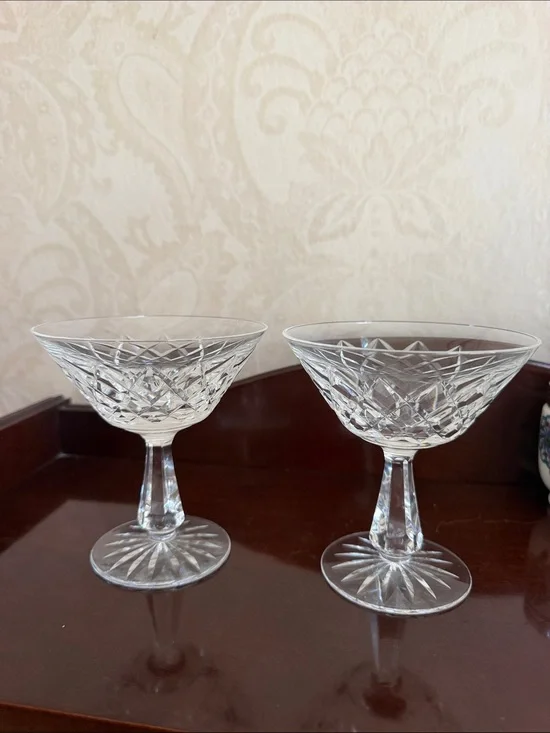 Waterford Crystal Clear Cut Crystal Coupe Pair