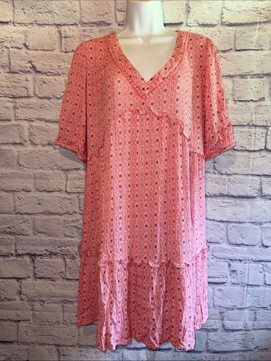 Knox Rose Pink Boho Babydoll Mini Dress
