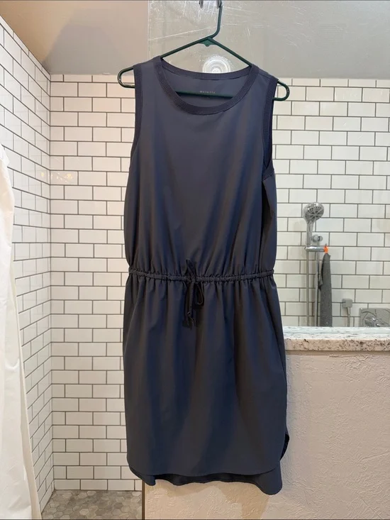 Athleta Navy Drawstring Waist Midi Tank Dress