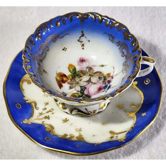 Royal Blue Teacup And Saucer