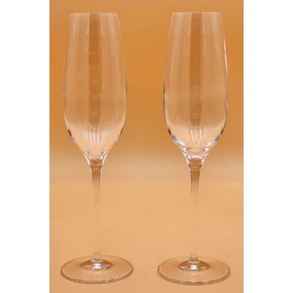 Tiffany & Co. ~ Elegant Crystal Glassware ~ Champagne Flutes ~ Set of 2