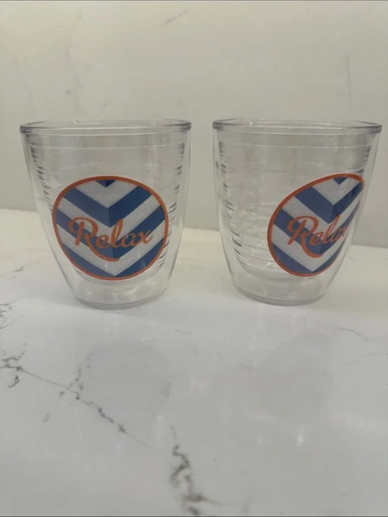 TERVIS “Relax” Double Wall Tumbler - Clear with Blue & Orange Accent