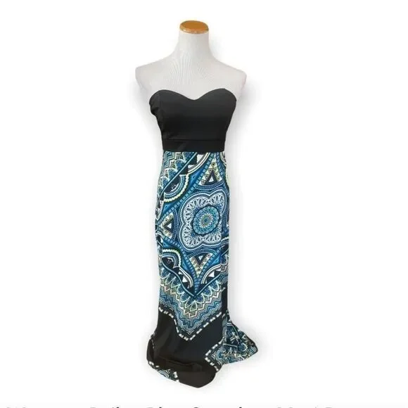 Womens Bailey Blue Boho Strapless Maxi Dress - Sz S